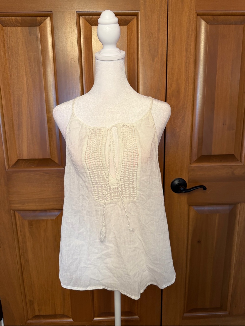 Vintage Hollister White Flowy Tie Front Cami Tank Top Women’s Size Small